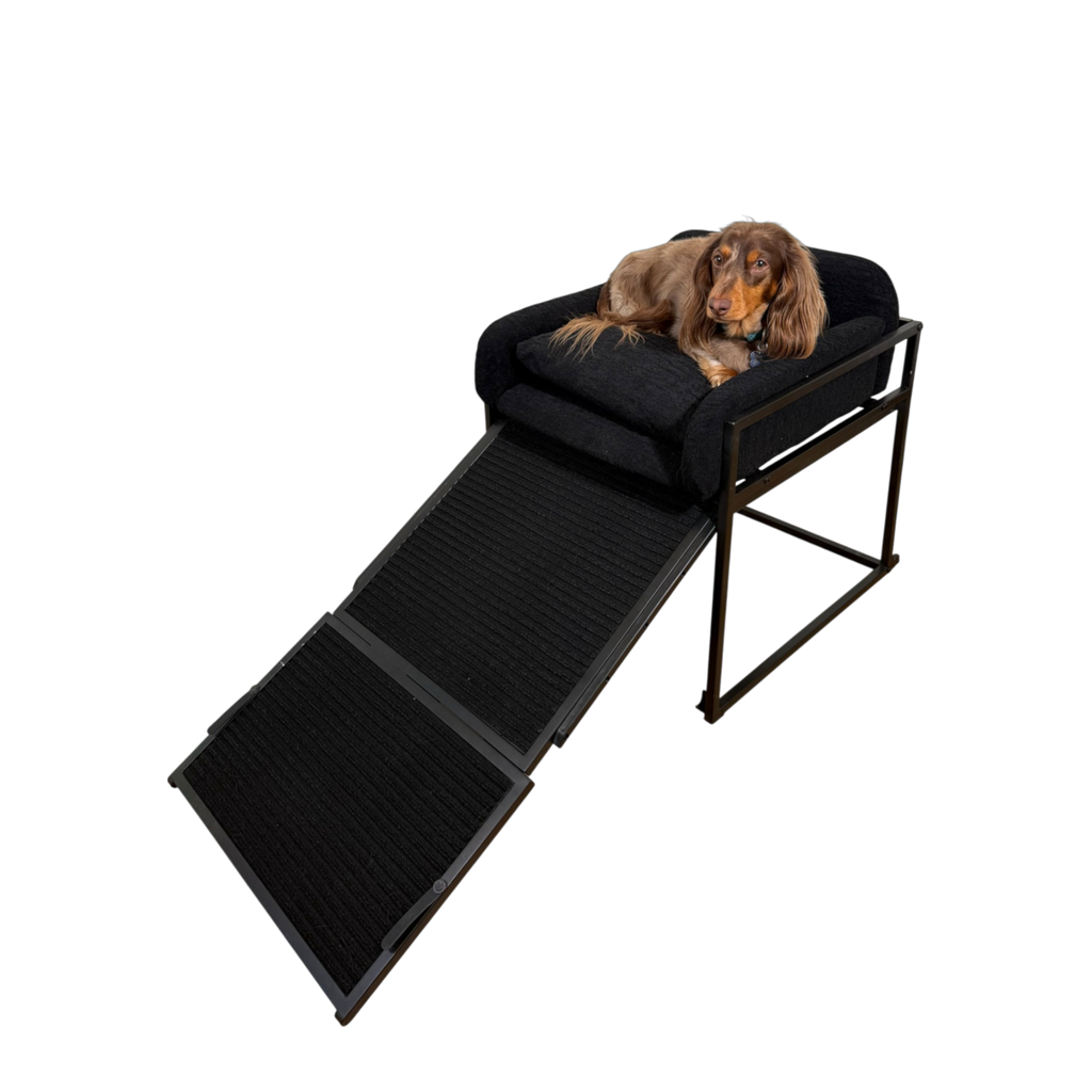 Elevated Pet Chair with Built-In Ramp – Cozy Dog Seat for Home, Office & Bedside