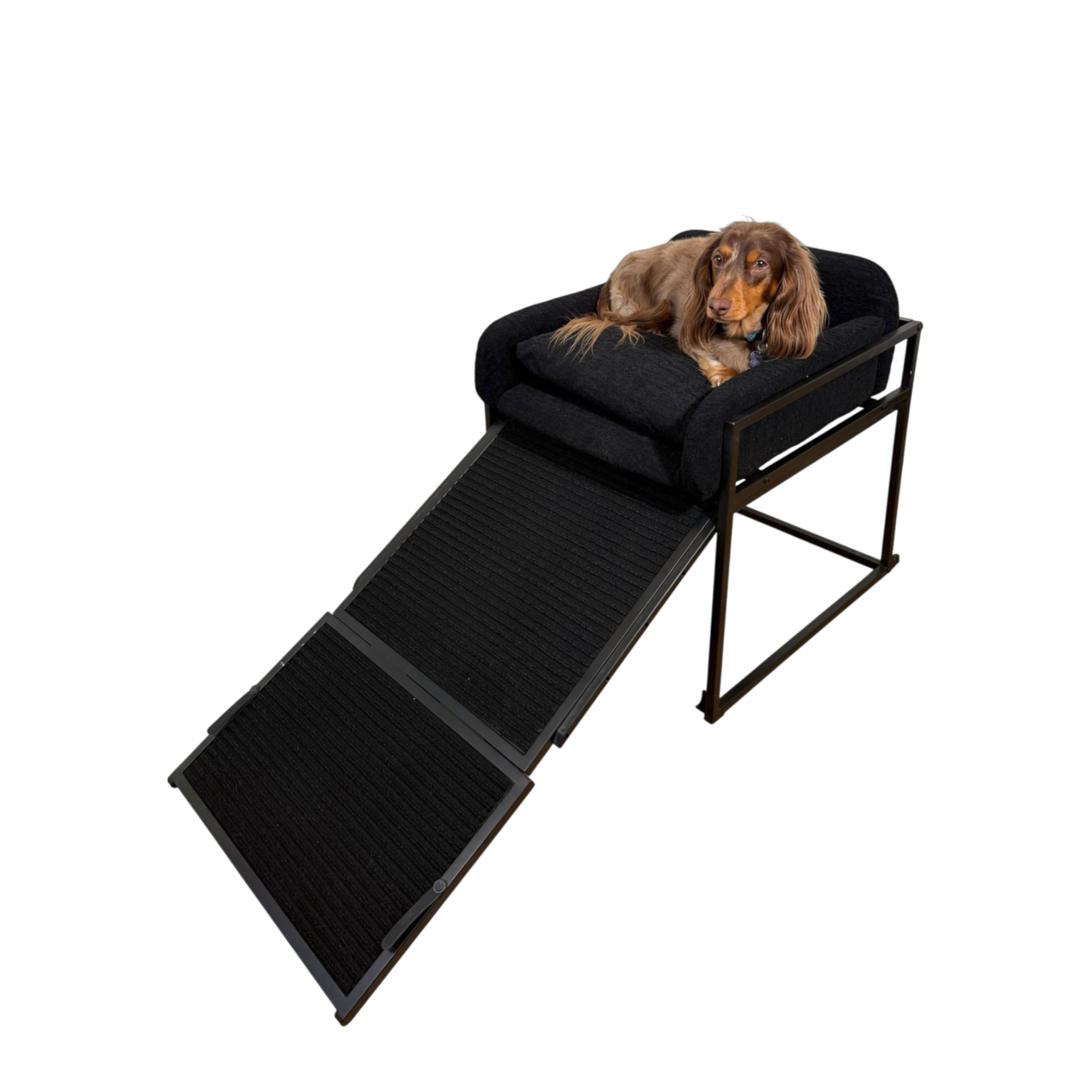 Elevated Pet Chair with Built-In Ramp – Cozy Dog Seat for Home, Office & Bedside