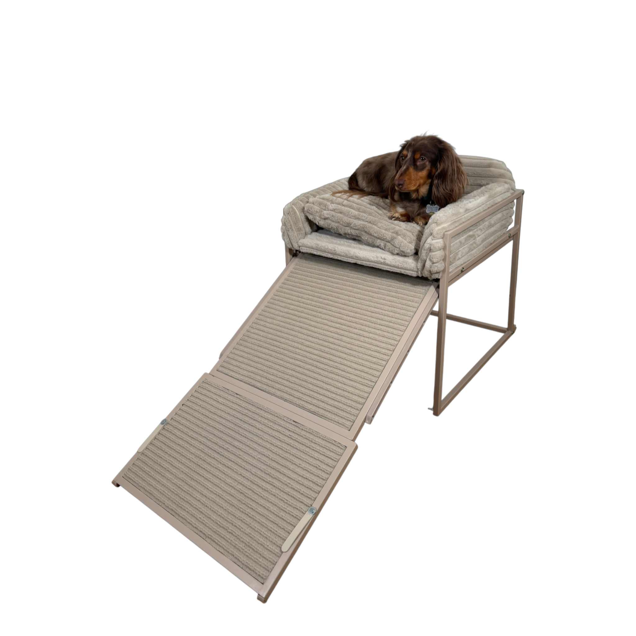 Elevated Pet Chair with Built-In Ramp – Cozy Dog Seat for Home, Office & Bedside