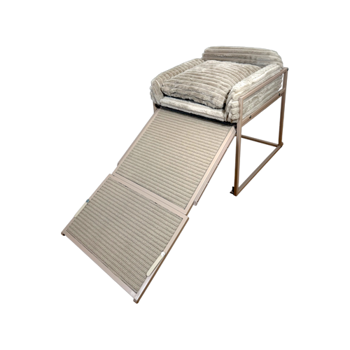 Elevated Pet Chair with Built-In Ramp – Cozy Dog Seat for Home, Office & Bedside