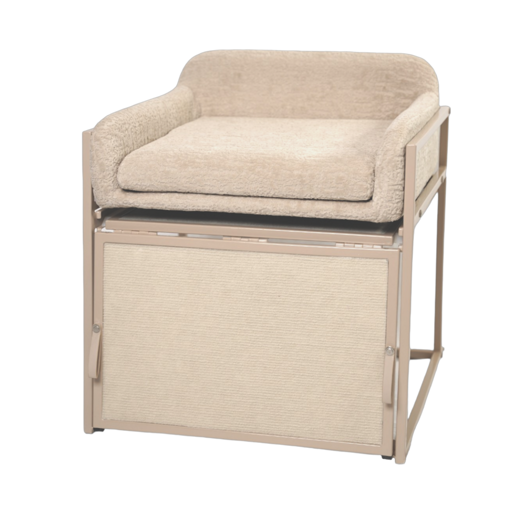 Elevated Pet Chair with Built-In Ramp – Cozy Dog Seat for Home, Office & Bedside